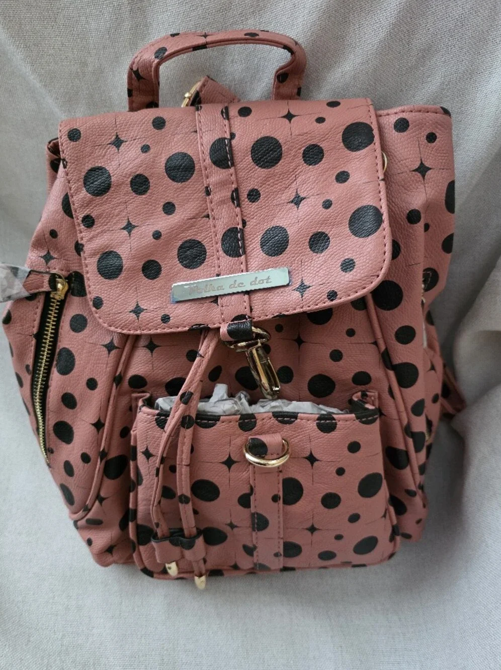Polka Dot Pink Mini Backpack Purse - Women Bags